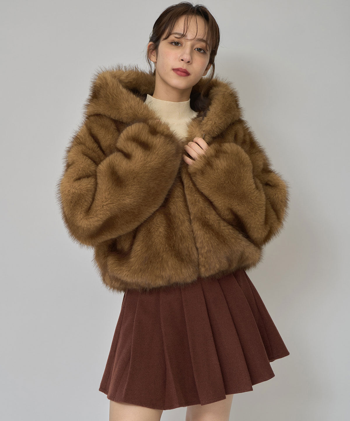 REDYAZEL「フォックスファーライクフーディショートジャケット」|その他|
