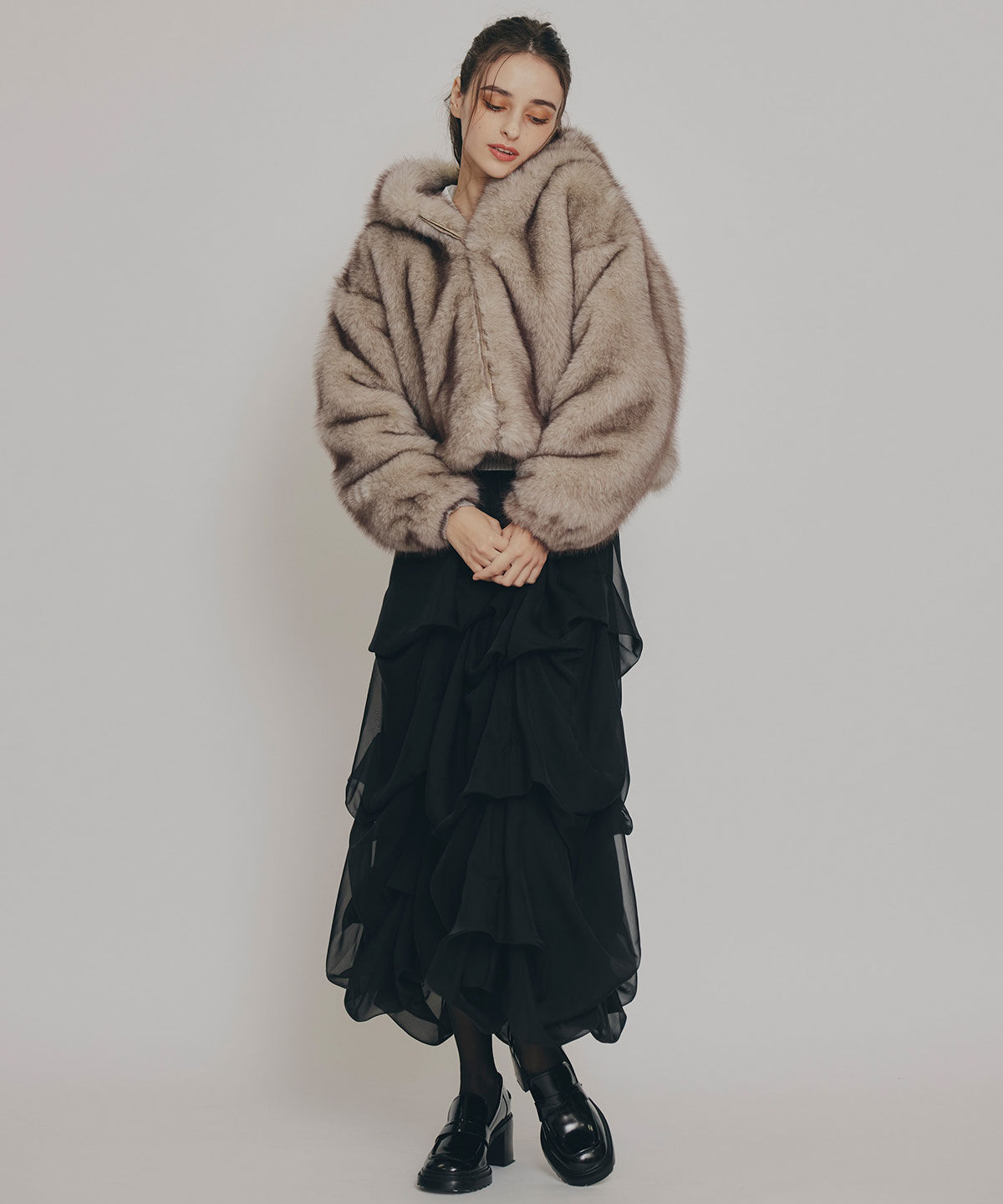 REDYAZEL「フォックスファーライクフーディショートジャケット」|その他|