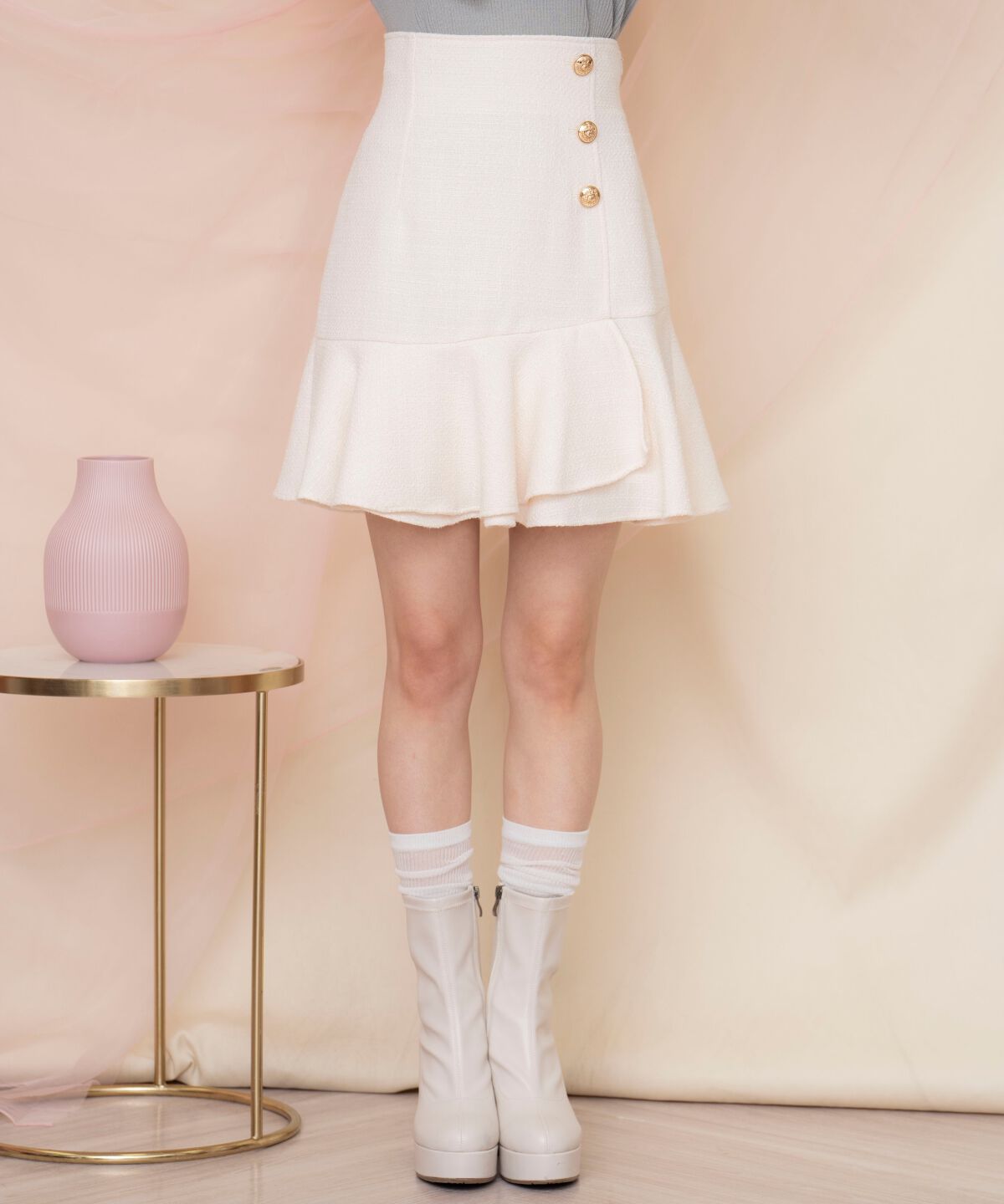 WILLSELECTION「アシメヘムツイードミニスカート」|フレア|