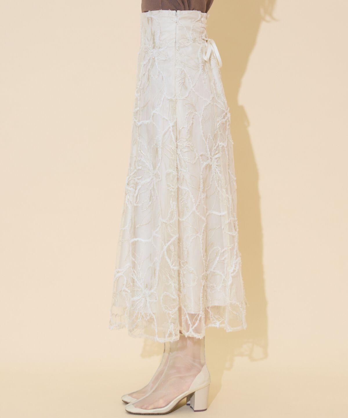 WILLSELECTION「ラメ刺繍チュールフレアスカート」|フレア|