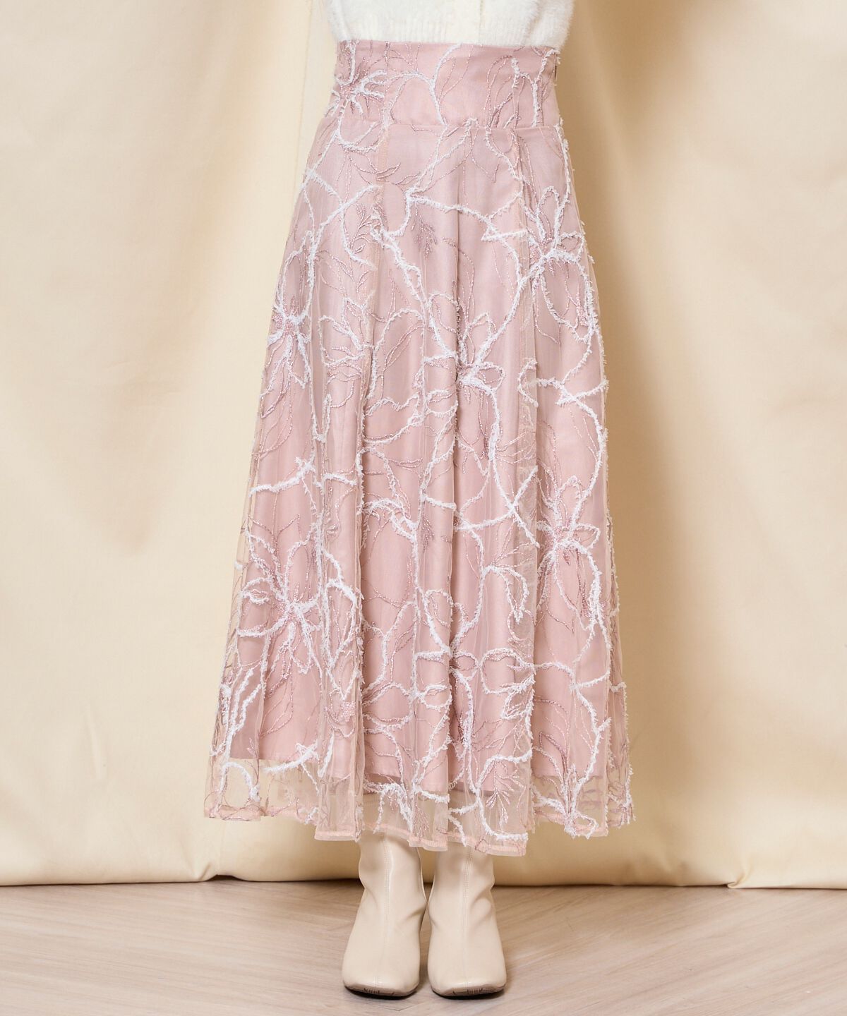 WILLSELECTION「ラメ刺繍チュールフレアスカート」|フレア|