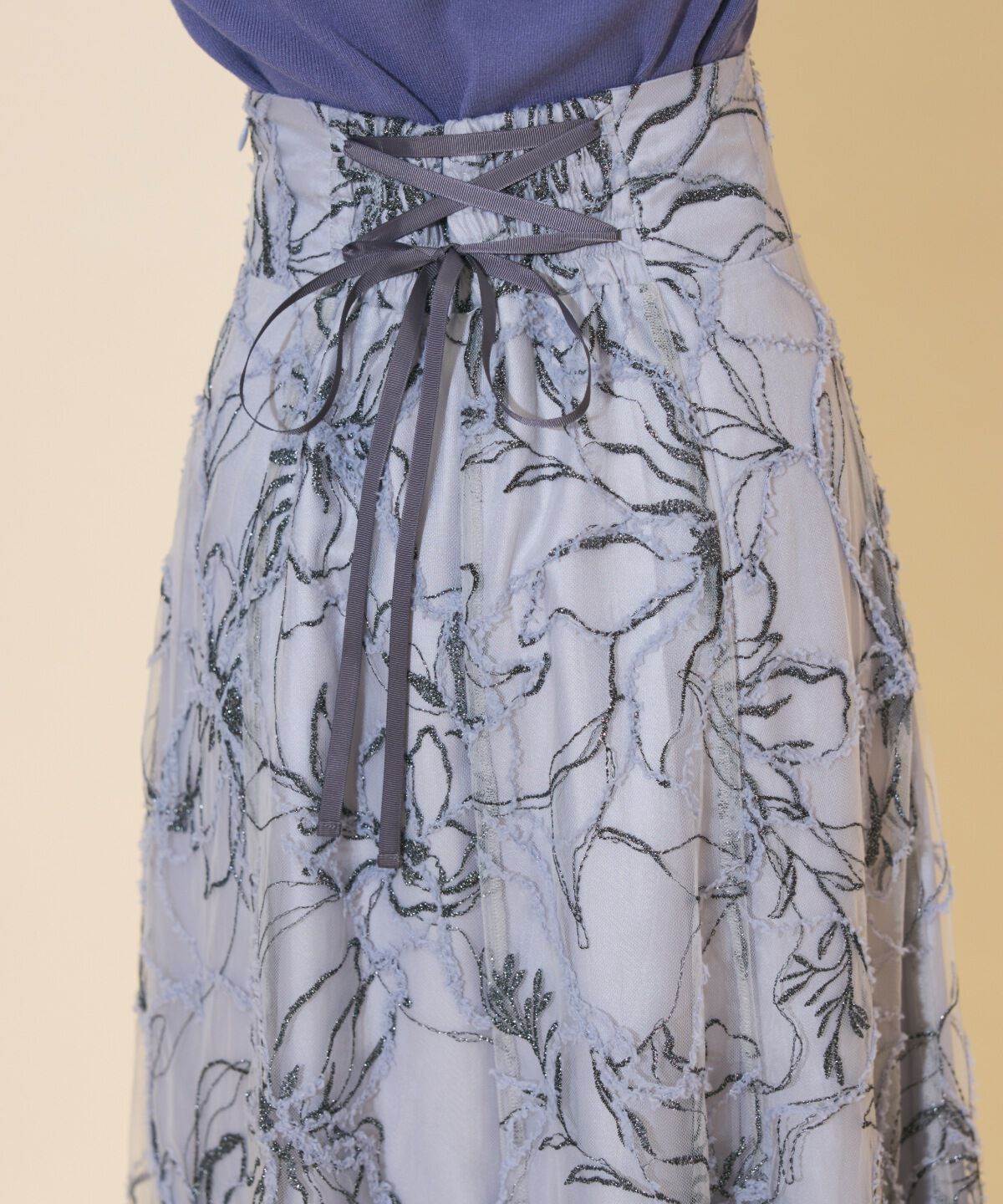 WILLSELECTION「ラメ刺繍チュールフレアスカート」|フレア|