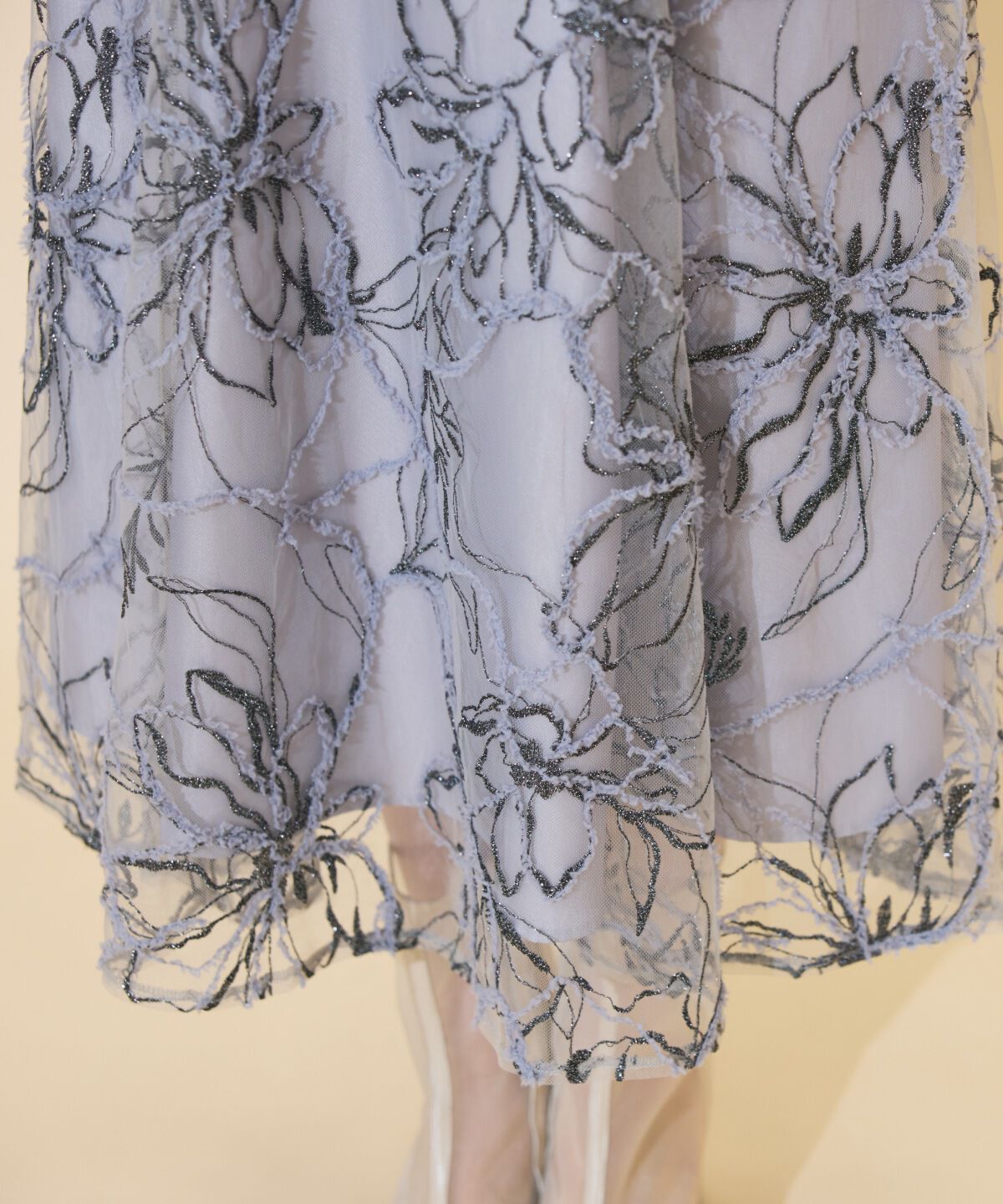 WILLSELECTION「ラメ刺繍チュールフレアスカート」|フレア|