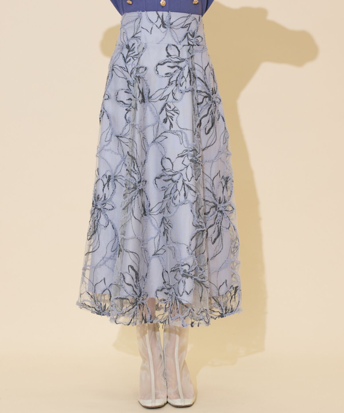 WILLSELECTION「ラメ刺繍チュールフレアスカート」|フレア|