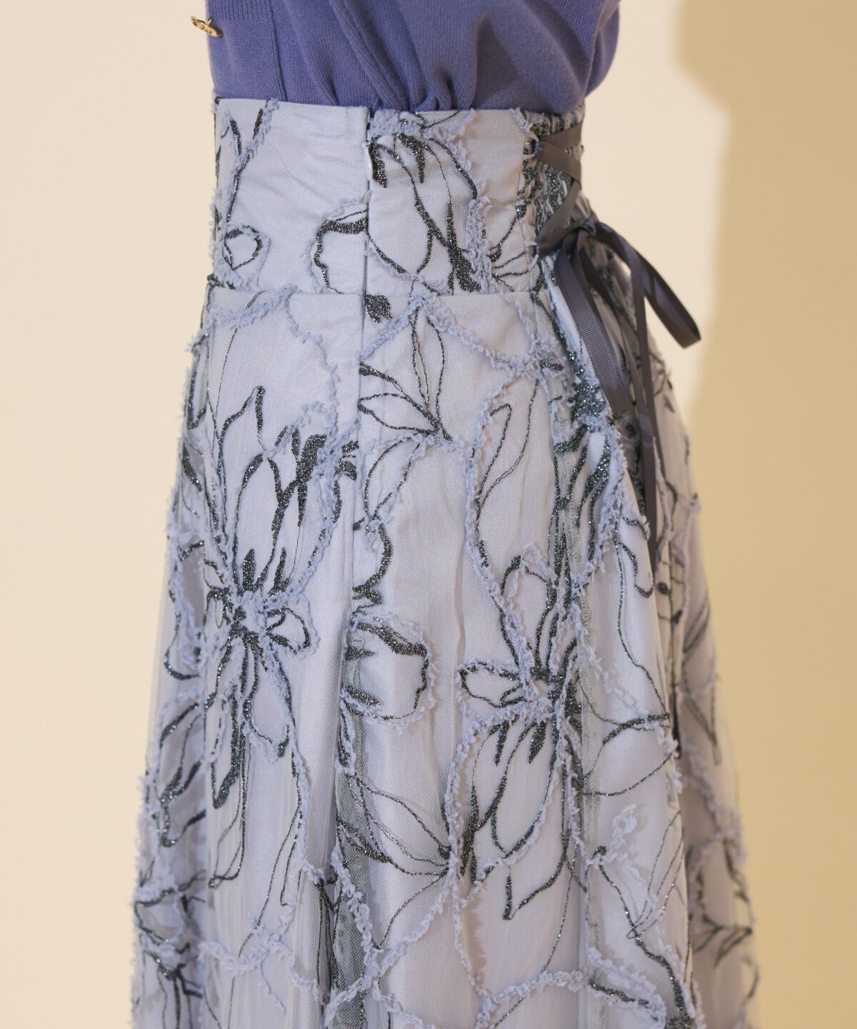 WILLSELECTION「ラメ刺繍チュールフレアスカート」|フレア|