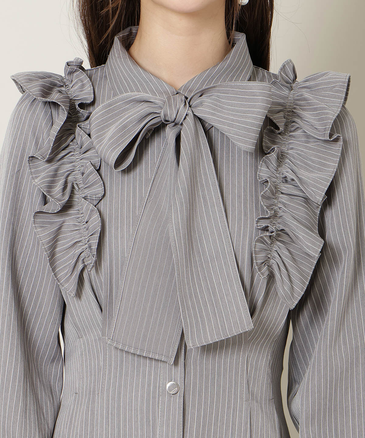 WILLSELECTION「ショルダーフリルリボンタイシャツワンピース」|ワンピース|