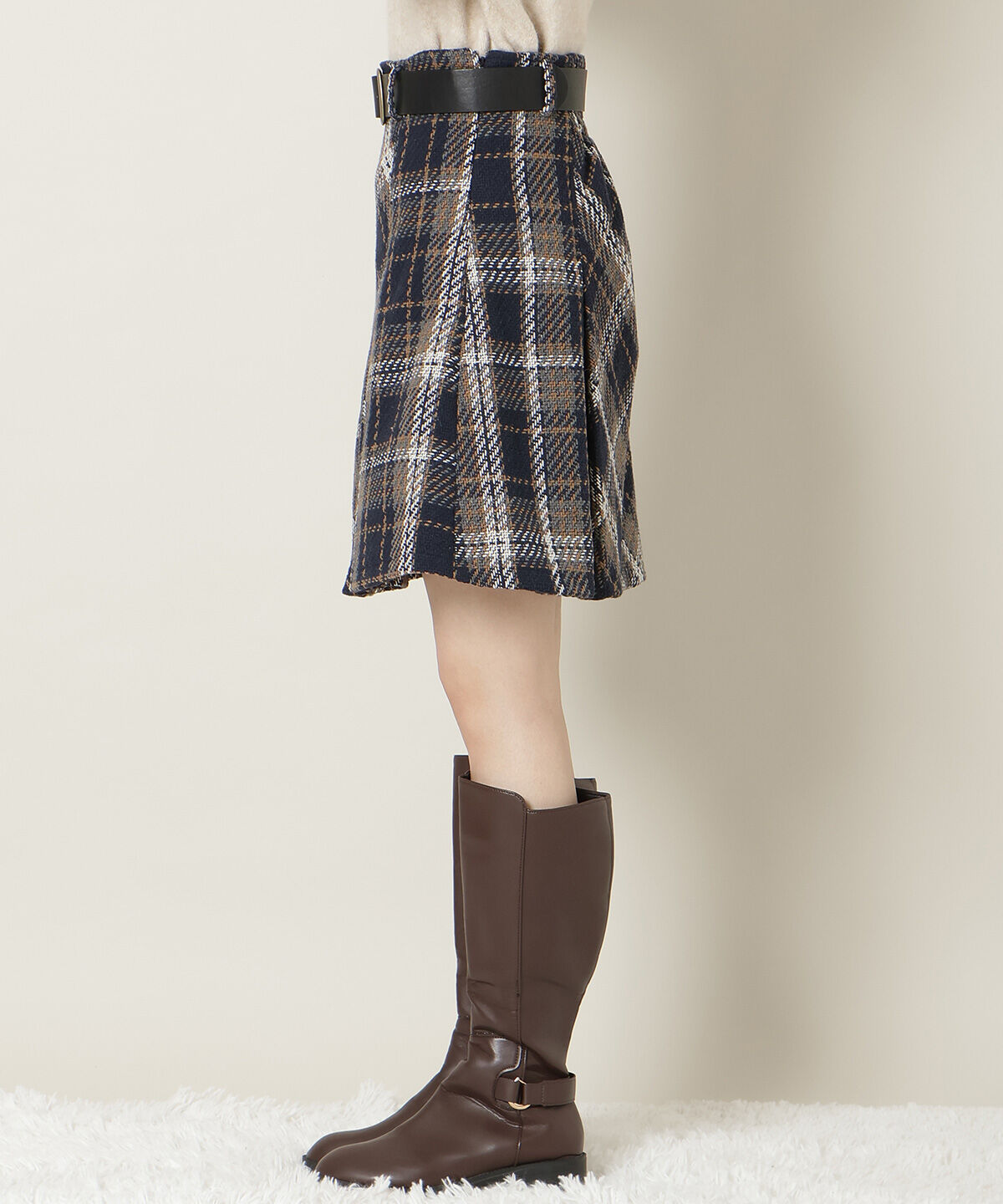 WILLSELECTION「ベルト付きツイードミニスカート」|フレア|