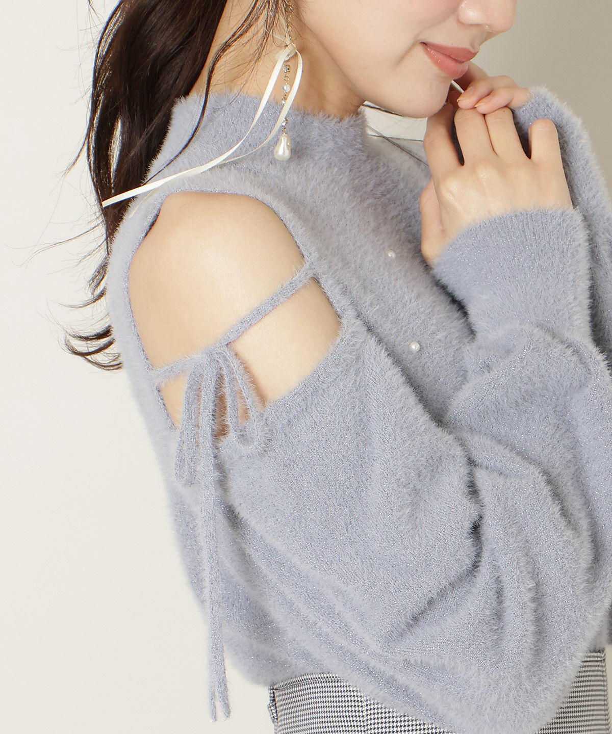 WILLSELECTION「パールビジューフェザーニットトップス」|ニット・セーター|