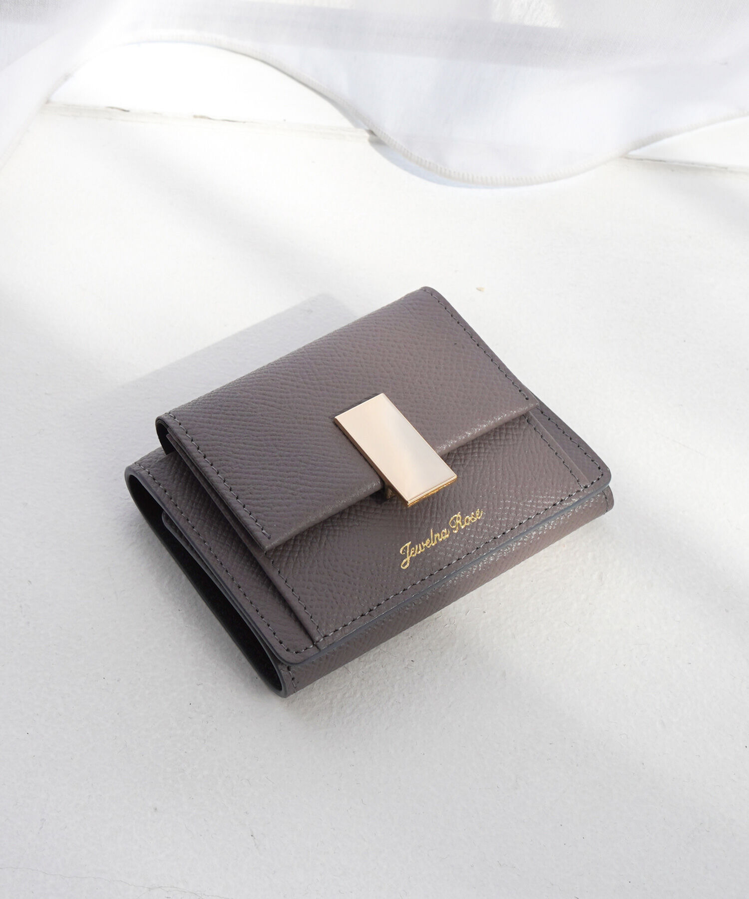 Jewelna Rose「Jewelna Rose ブリヨン・ウォレット 本革 三つ折り財布 15141」|財布|モーヴグレー