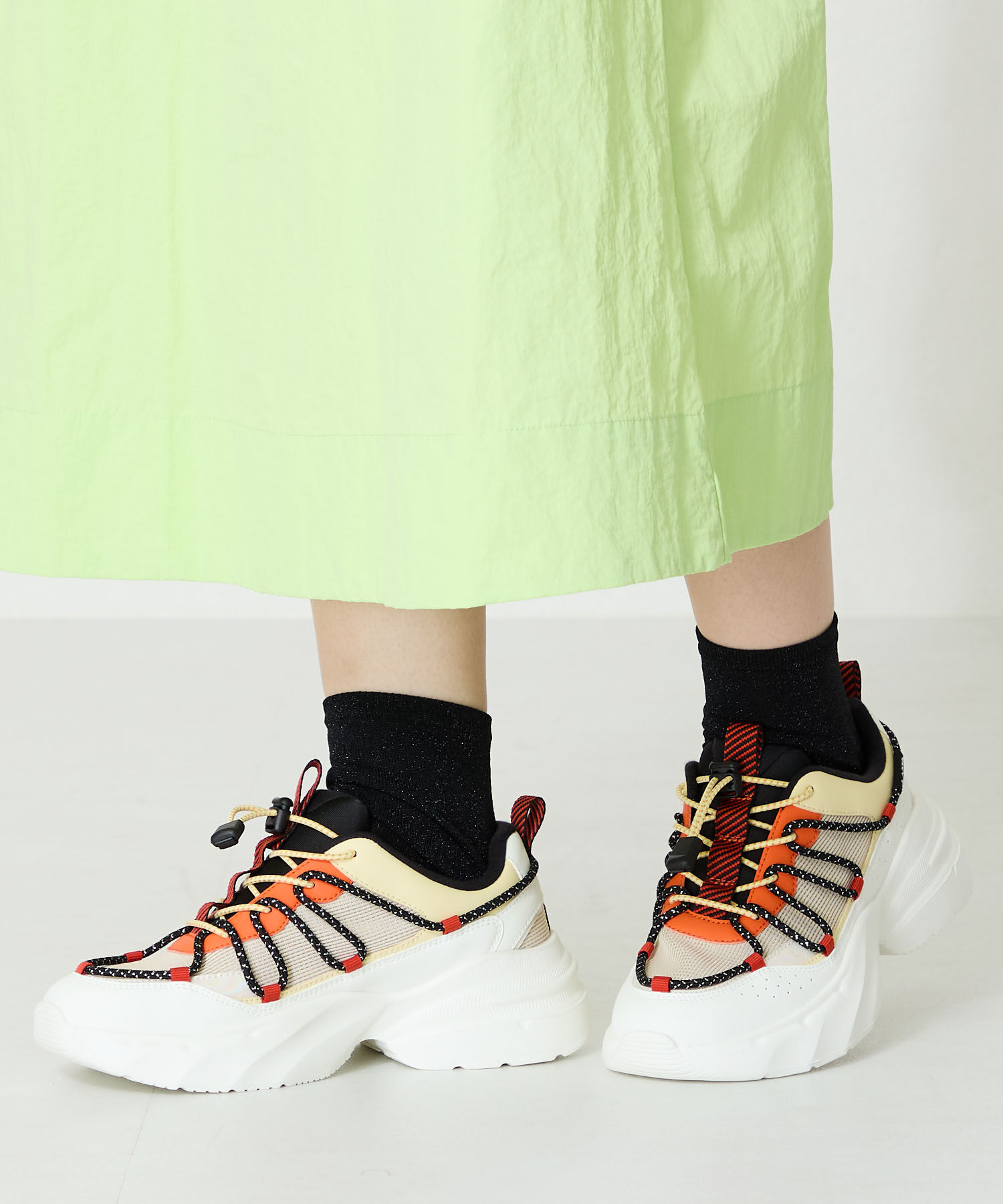 ORiental TRaffic「●2025春夏新作●ドローコードデザイン配色スニーカー/OT3767」|スニーカー|