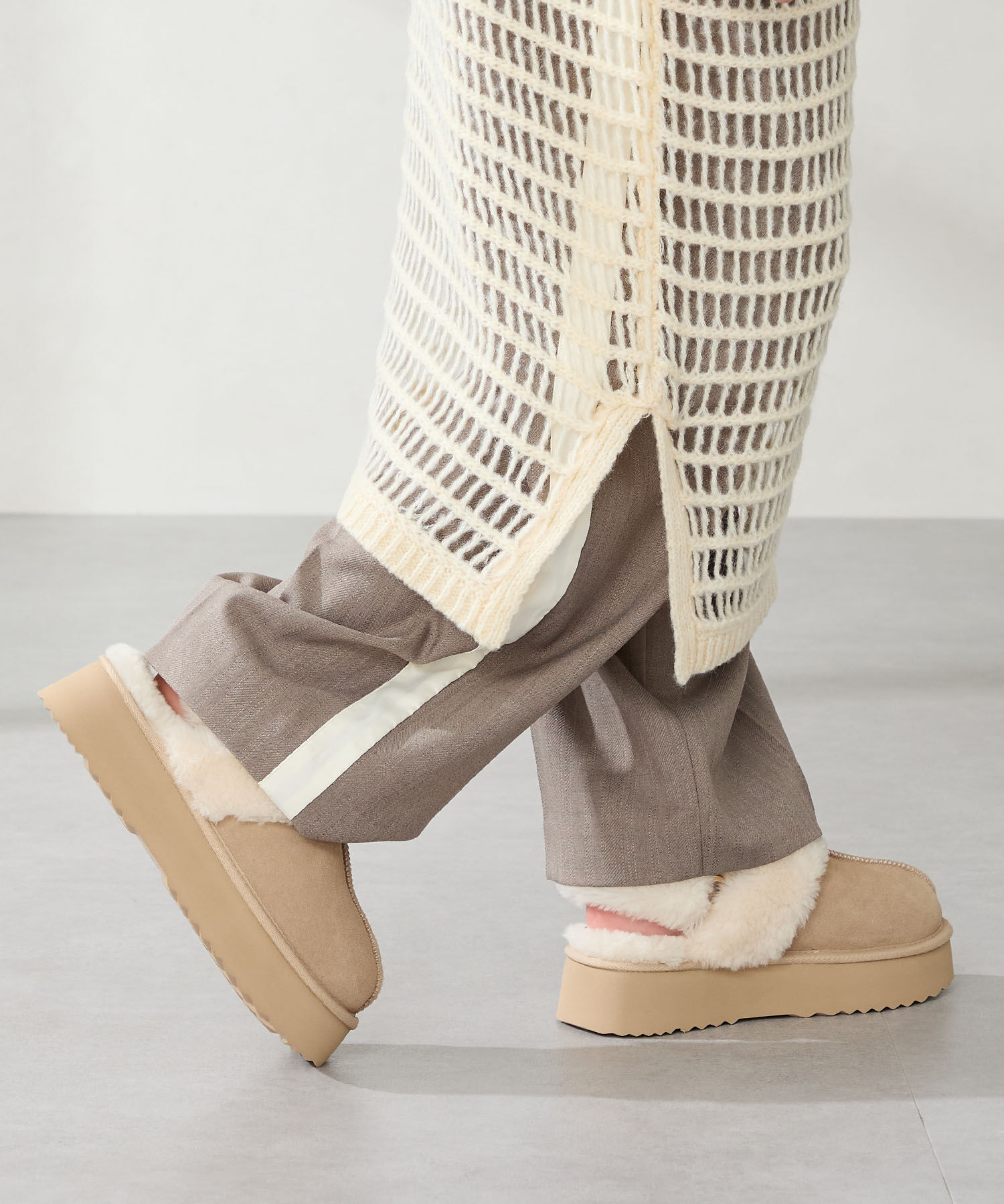 ORiental TRaffic「●2025秋冬新作● 【 厚底 】 ムートン 2way サンダル /51320 防寒」|サンダル|