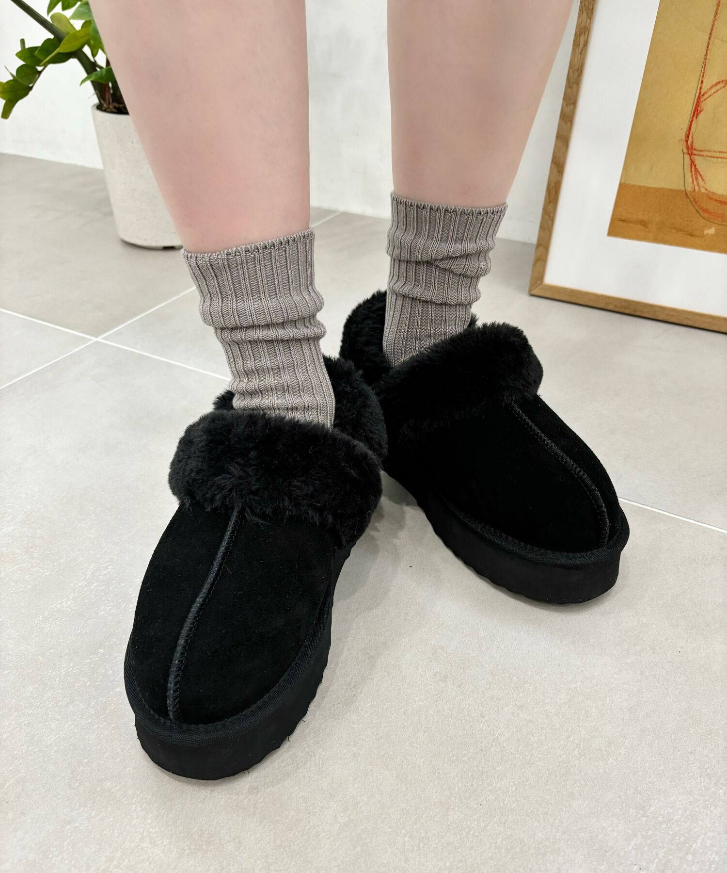 ORiental TRaffic「●2025秋冬新作● 【 厚底 】 ムートン 2way サンダル /51320 防寒」|サンダル|