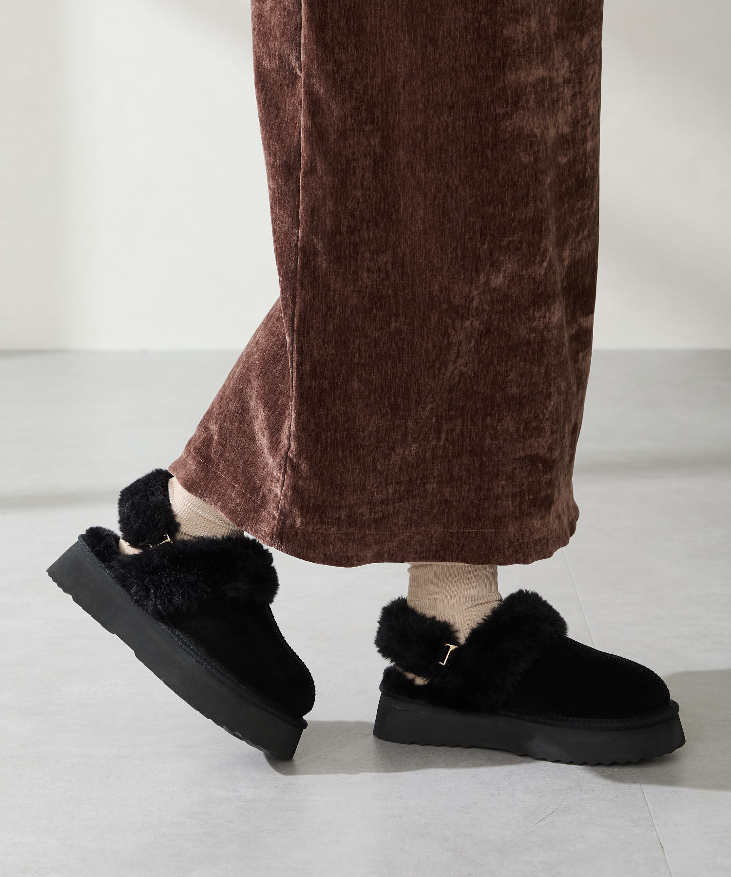 ORiental TRaffic「●2025秋冬新作● 【 厚底 】 ムートン 2way サンダル /51320 防寒」|サンダル|