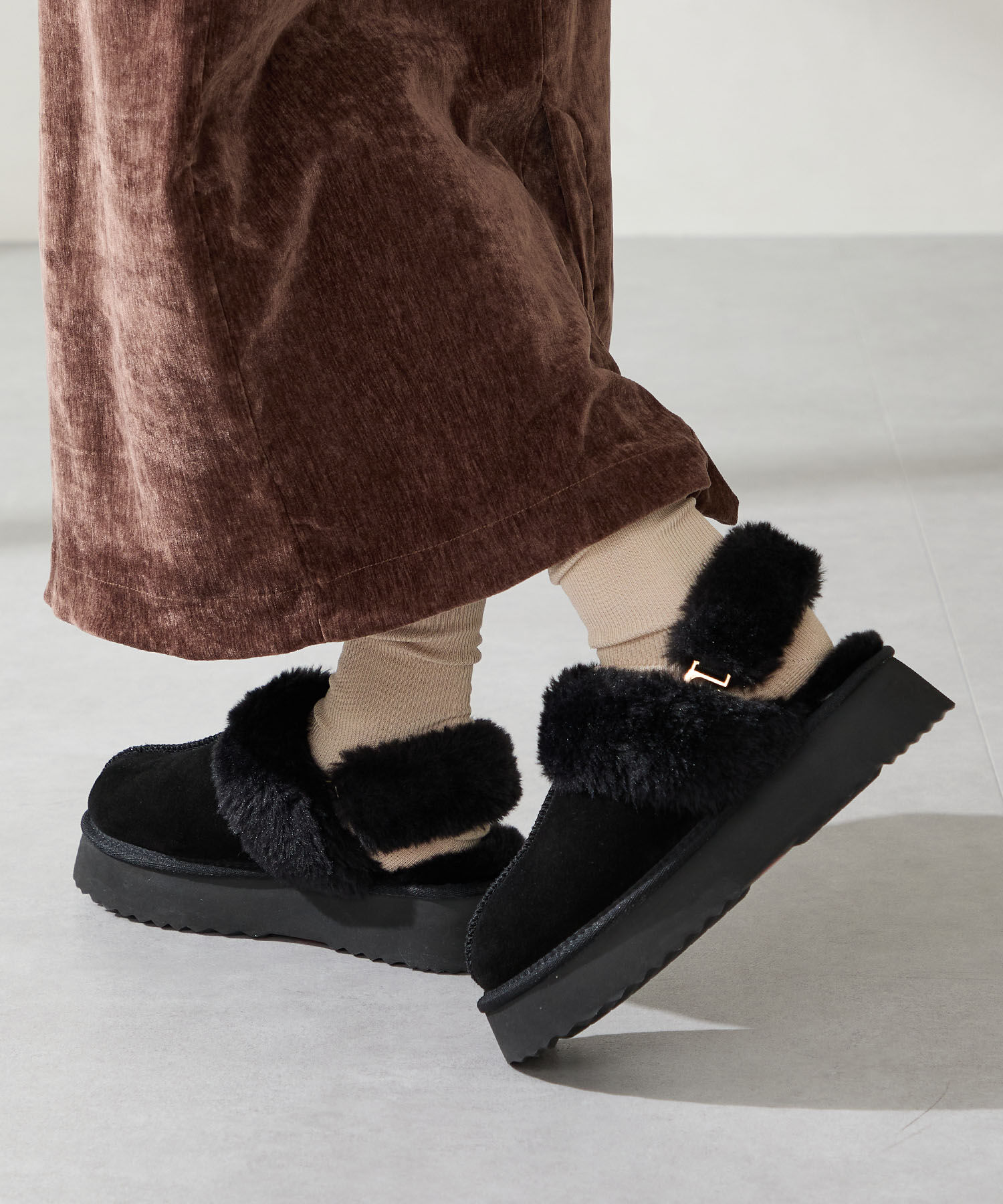 ORiental TRaffic「●2025秋冬新作● 【 厚底 】 ムートン 2way サンダル /51320 防寒」|サンダル|