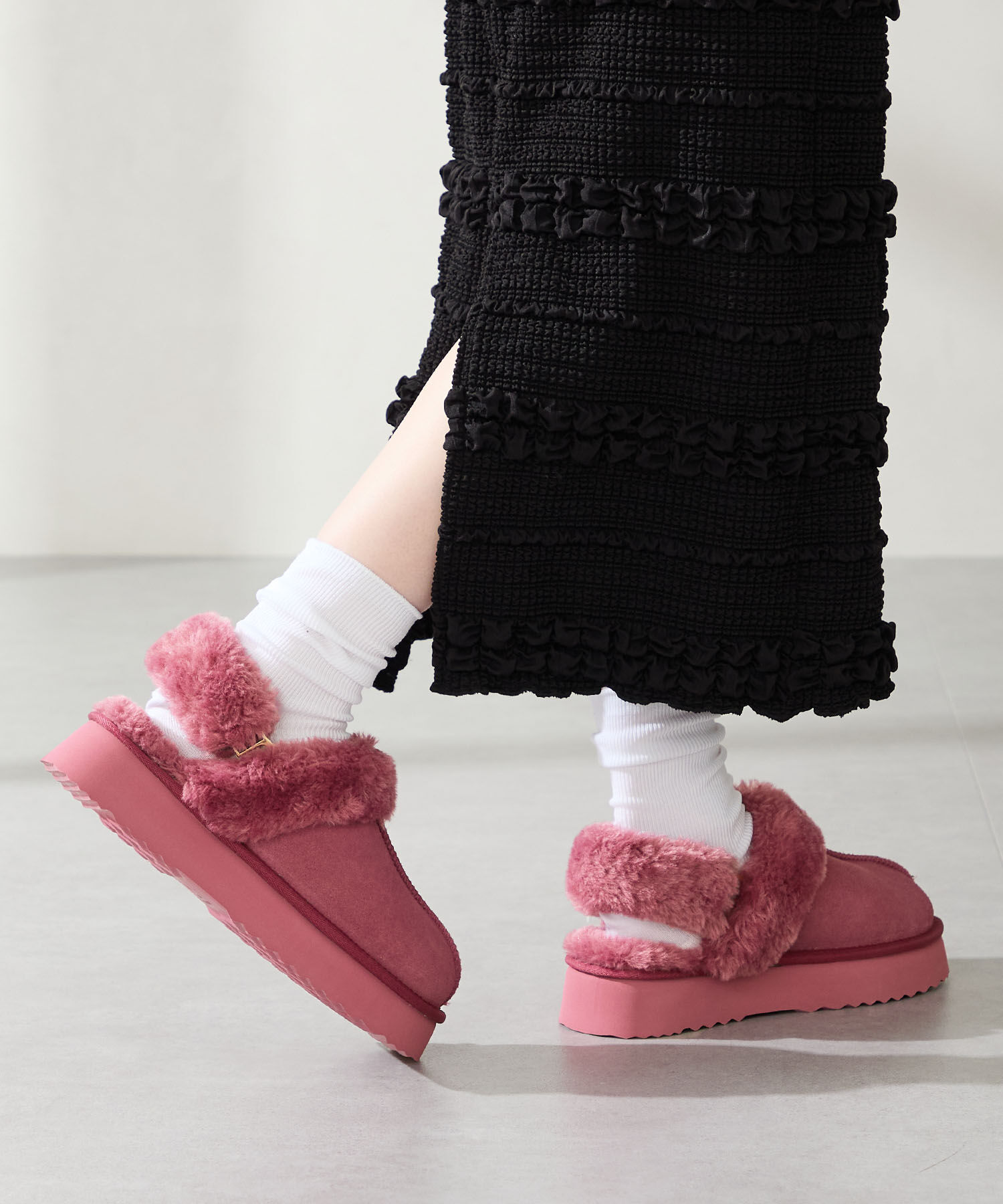 ORiental TRaffic「●2025秋冬新作● 【 厚底 】 ムートン 2way サンダル /51320 防寒」|サンダル|