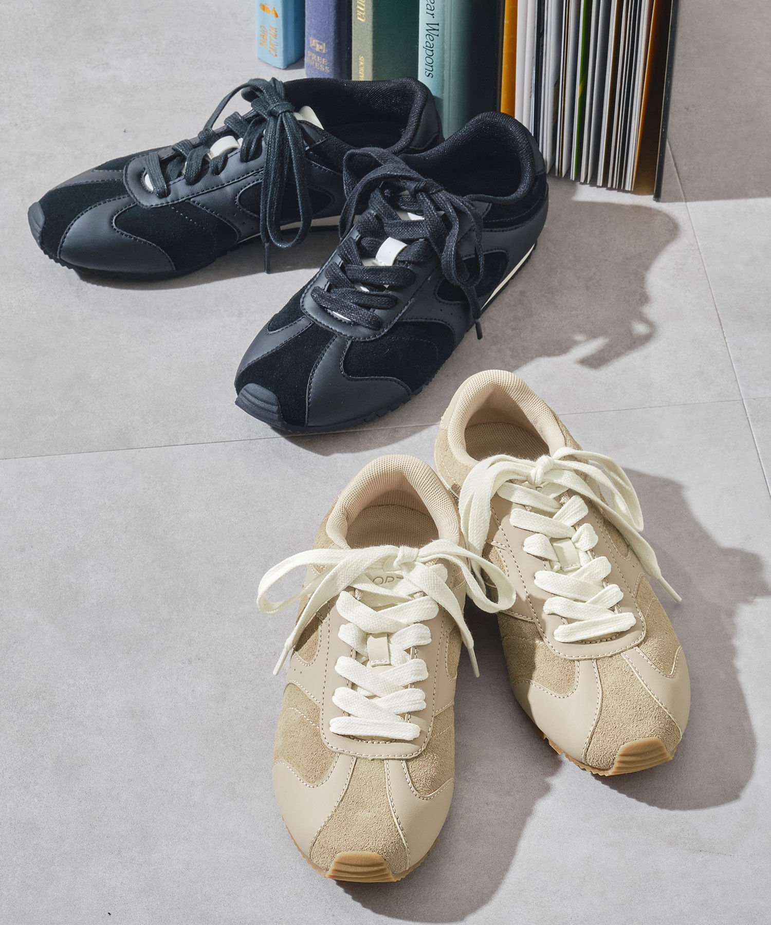 ORiental TRaffic「●2025秋冬新作● 2way フラット 切替 スニーカー /OT3773　靴ひも2種付き」|スニーカー|