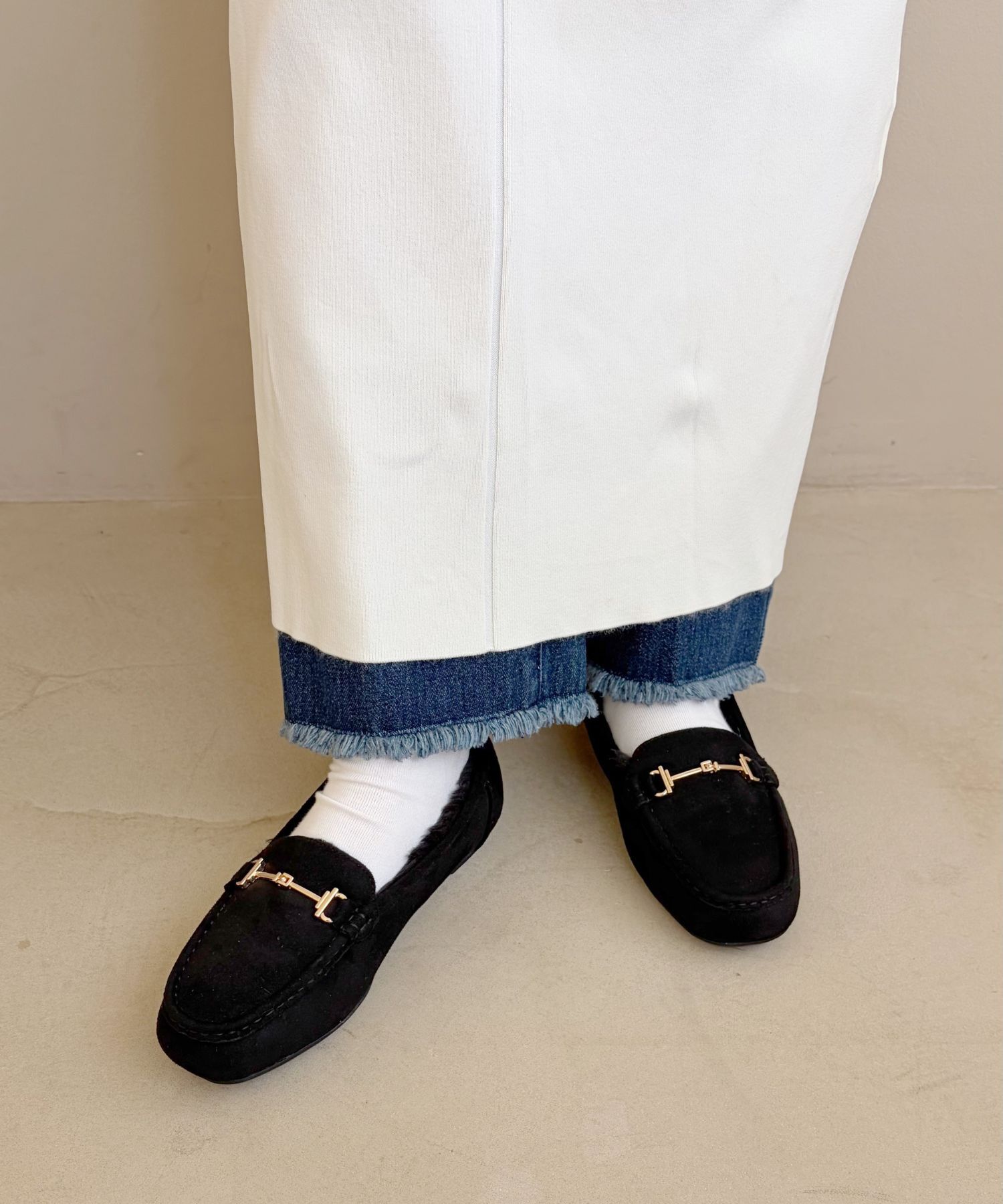 WA Oriental TRaffic「●2025秋冬新作● ビット モチーフ付き ファー モカシン /52318 ムートン 防寒」|モカシン|