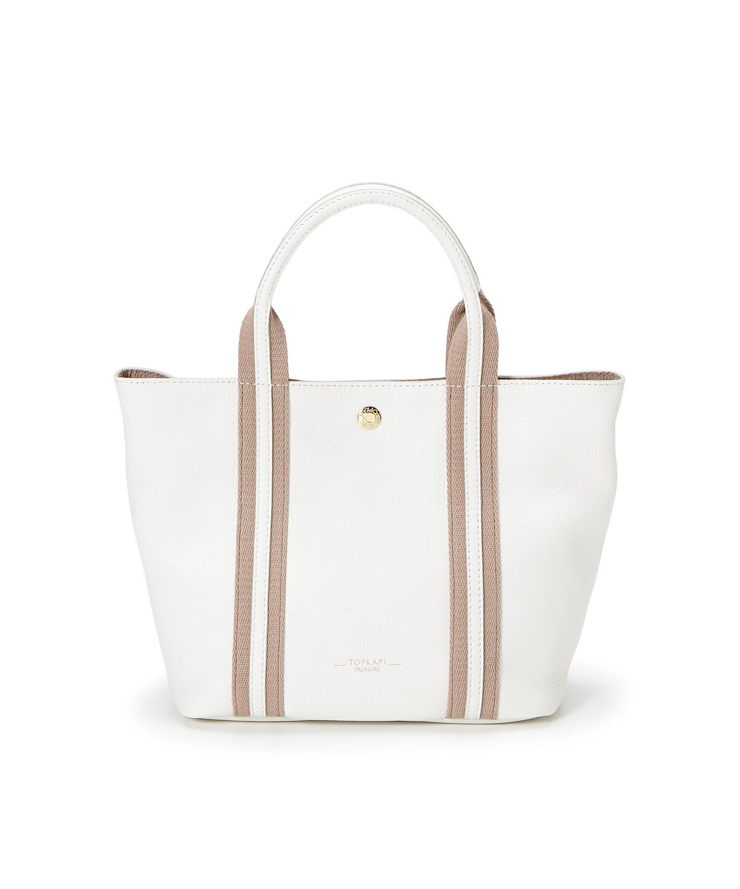 TOPKAPI TREASURE「ソフトシュリンク テープコンビ ミニ トート バッグ ショルダーベルト付」|トートバッグ|ホワイト