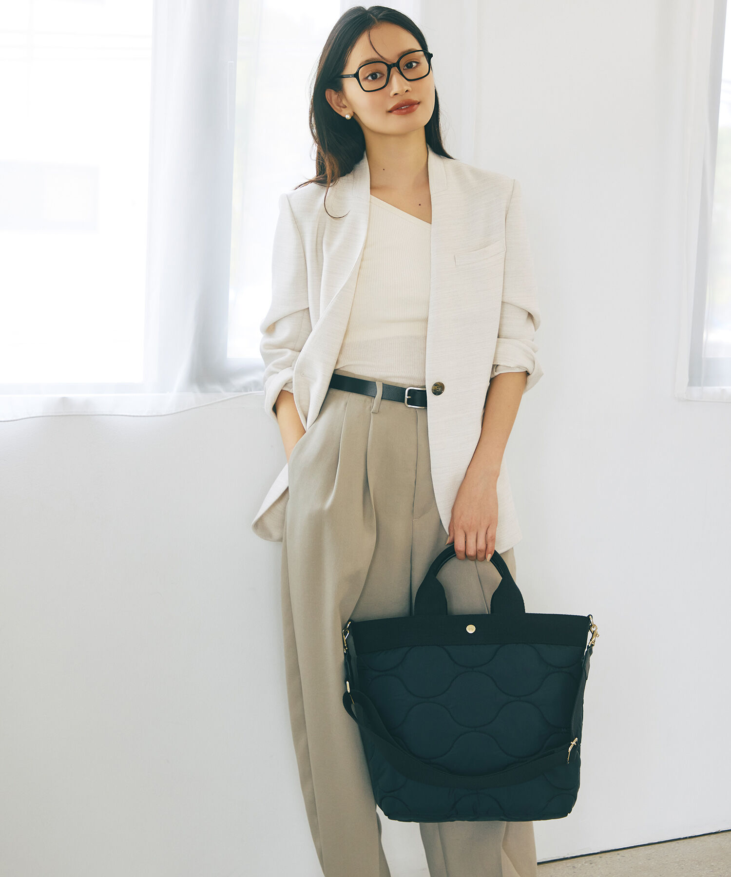 TOPKAPI BREATH「【Breath TOPKAPI】RIPPLE リプル キルティング ショルダー付き 縦型 トートバッグ / 撥水 / 軽量」|トートバッグ|