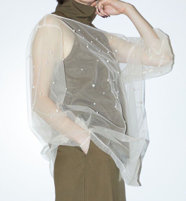 AEWEN MATOPH「＜AEWEN MATOPH＞チュール イミテーションパール ブラウス」|シャツ・ブラウス|OFF WHITE