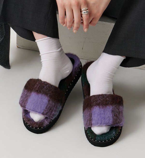 UNITED ARROWS「チェック スライダー サンダル」|サンダル|