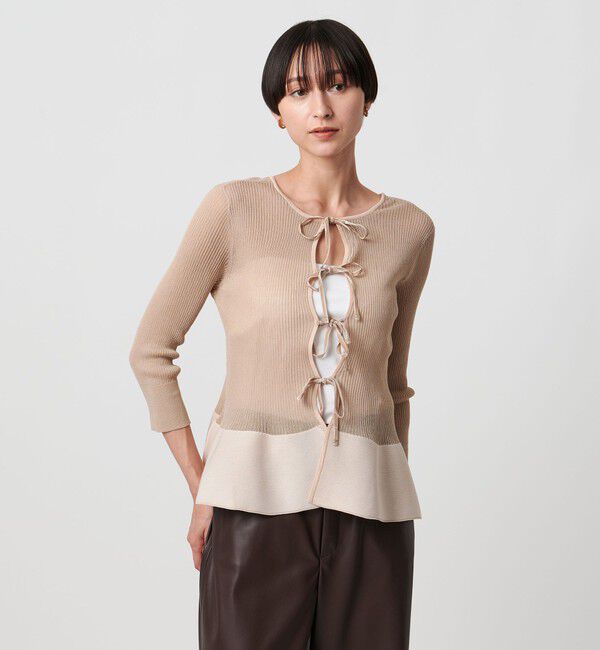 UNITED ARROWS「シアー リボン 2WAYカーディガン ウォッシャブル」|カーディガン|