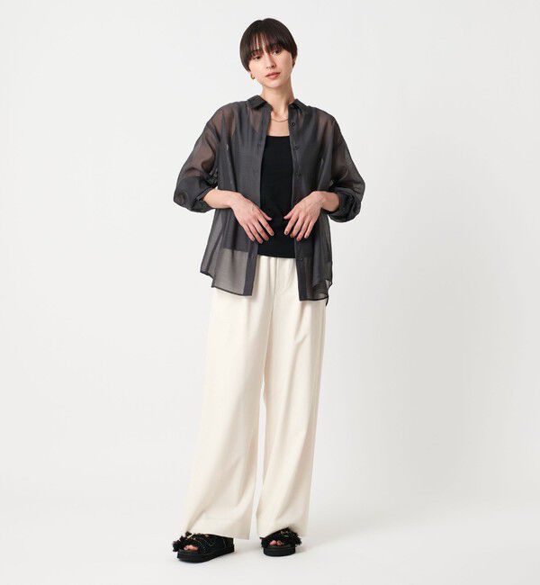 UNITED ARROWS「サテンウエスト イージーパンツ ホワイト -ウォッシャブル-」|チノ|