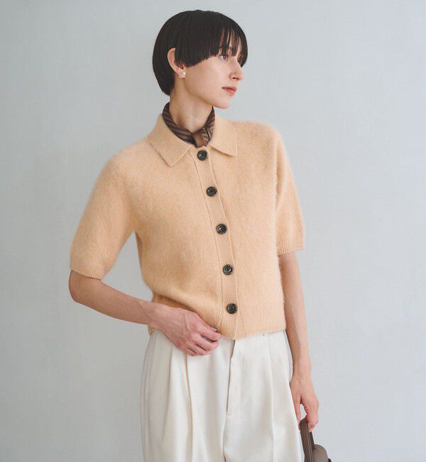 UNITED ARROWS「フォックスカシミヤ ショートスリーブ ポロニット」|ニット・セーター|BEIGE