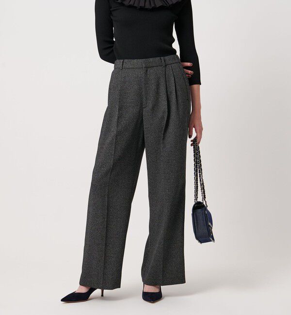 UNITED ARROWS「2タック メランジ ワイド パンツ ‐ウォッシャブル‐」|スラックス|