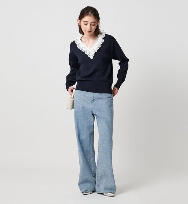 UNITED ARROWS「スカラップ レース フリル ニット‐ウォッシャブル‐」|ニット・セーター|