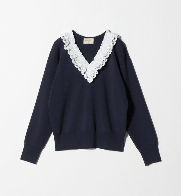 UNITED ARROWS「スカラップ レース フリル ニット‐ウォッシャブル‐」|ニット・セーター|