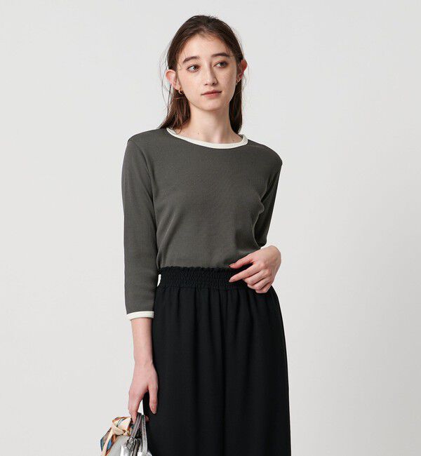 UNITED ARROWS「 リブ バイカラー パイピング カットソー」|Tシャツ・カットソー|DK.GRAY