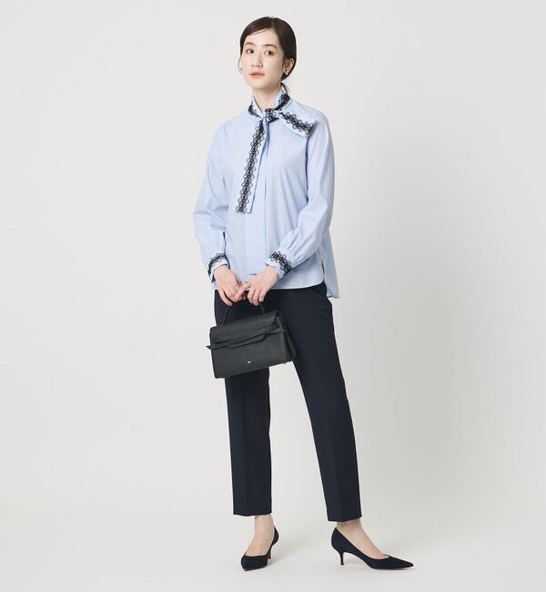 UNITED ARROWS「レース コンビ ボウタイ リボン ブラウス ‐ウォッシャブル‐」|シャツ・ブラウス|