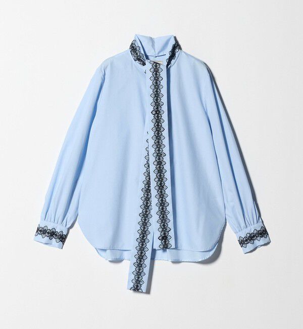 UNITED ARROWS「レース コンビ ボウタイ リボン ブラウス ‐ウォッシャブル‐」|シャツ・ブラウス|