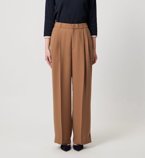 UNITED ARROWS「2タック ワイドパンツ‐UVカット 接触冷感 吸水速乾 帯電防止 ウォッシャブル‐」|チノ|