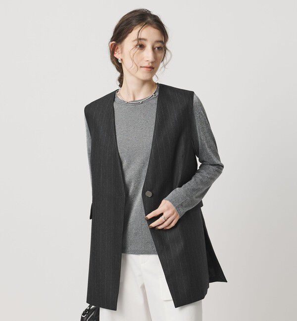 UNITED ARROWS「Vネック ノーカラー テーラード ベスト」|テーラードジャケット|