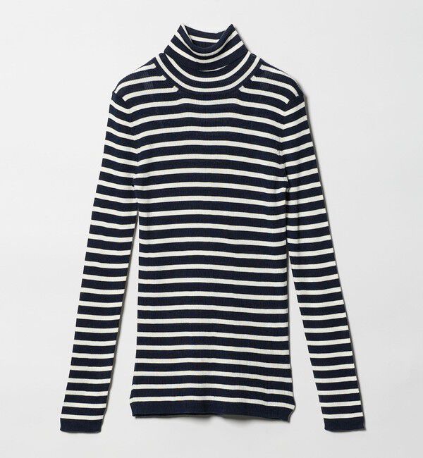 UNITED ARROWS「リブ ボーダー タートル ニット」|ニット・セーター|