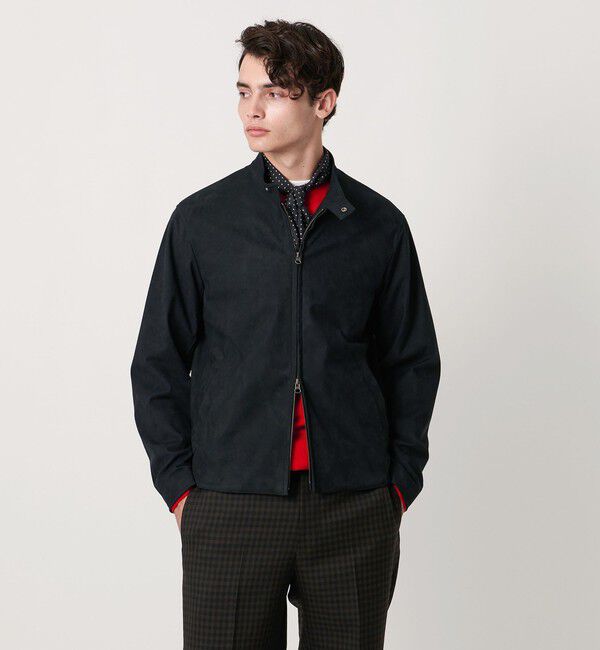 UNITED ARROWS「スエードライク シングル ライダースジャケット」|ブルゾン・スタジャン|BLACK