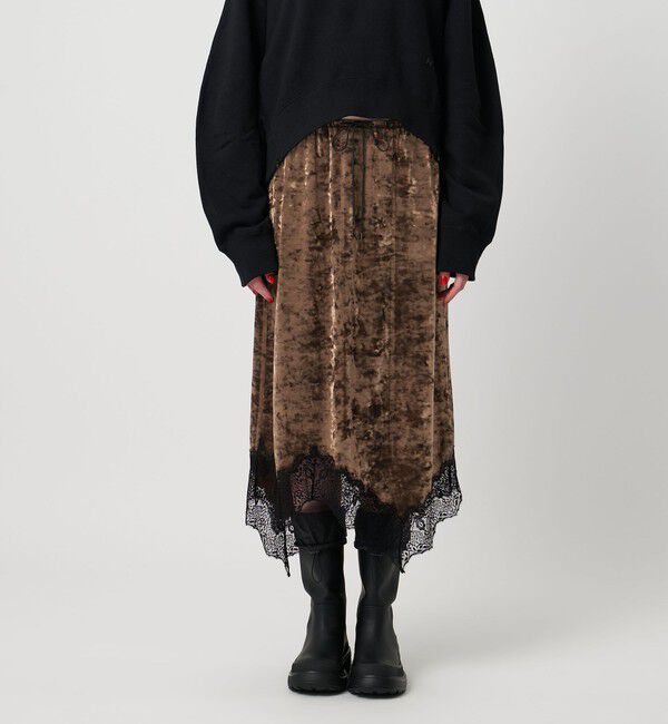 ASTRAET「＜ASTRAET＞ベロア/レース  イレギュラーヘムスカート」|スカート|