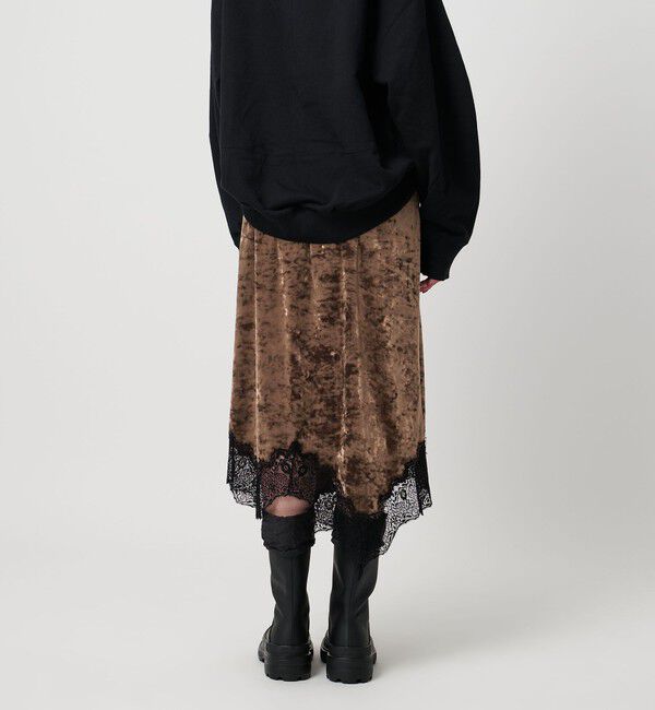 ASTRAET「＜ASTRAET＞ベロア/レース  イレギュラーヘムスカート」|スカート|