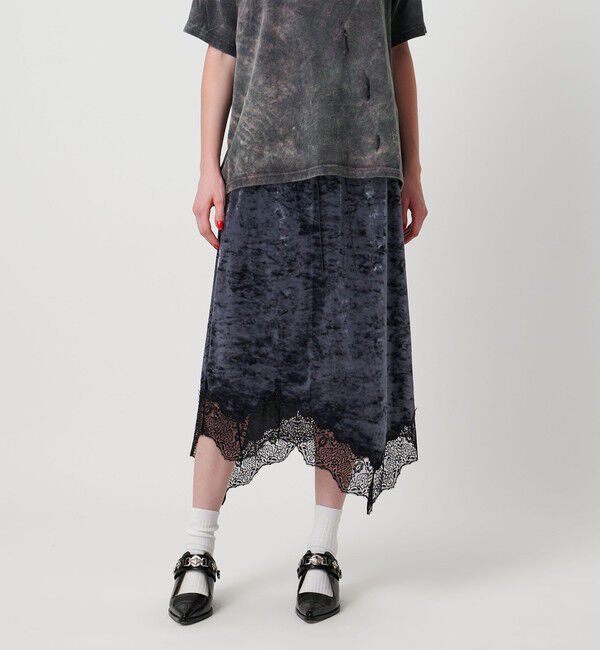 ASTRAET「＜ASTRAET＞ベロア/レース  イレギュラーヘムスカート」|スカート|