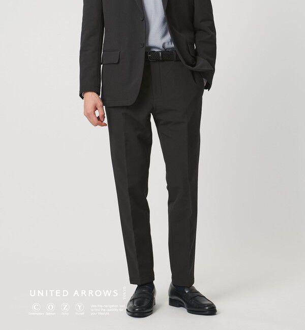 UNITED ARROWS「PERTEX バックブラッシュド ノープリーツ スラックス UA COZY ウォッシャブル 2WAYストレッチ はっ水」|スーツ|BLACK
