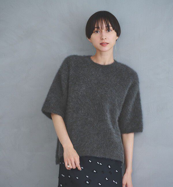 UNITED ARROWS「フォックスカシミヤ ハーフスリーブ Tニット」|ニット・セーター|