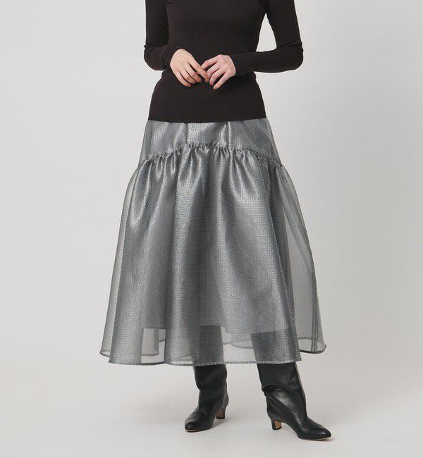 UNITED ARROWS「スケルトン シャイン ジャガード スカート ‐ウォッシャブル‐」|フレア|