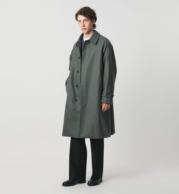 UNITED ARROWS「ウーステッドメルトン バルマカーンコート」|ステンカラーコート|DK.GREEN