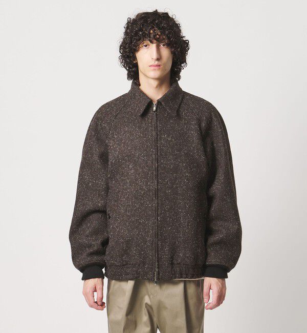 UNITED ARROWS「＜District＞ブラウン ツイード ジップブルゾン」|ブルゾン・スタジャン|
