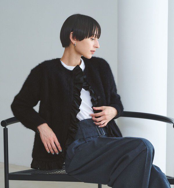 UNITED ARROWS「フォックスカシミヤ フリルコンビ カーディガン」|カーディガン|