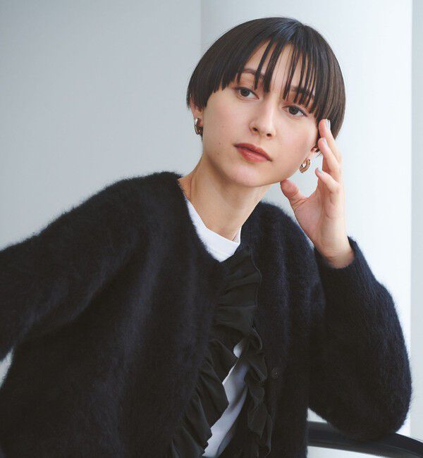 UNITED ARROWS「フォックスカシミヤ フリルコンビ カーディガン」|カーディガン|