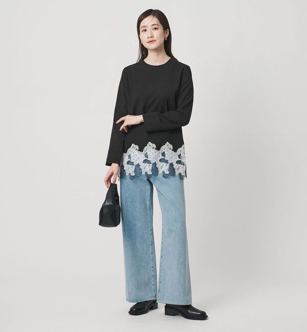 UNITED ARROWS「バックサテン レースコンビ ブラウス ‐ウォッシャブル‐」|シャツ・ブラウス|