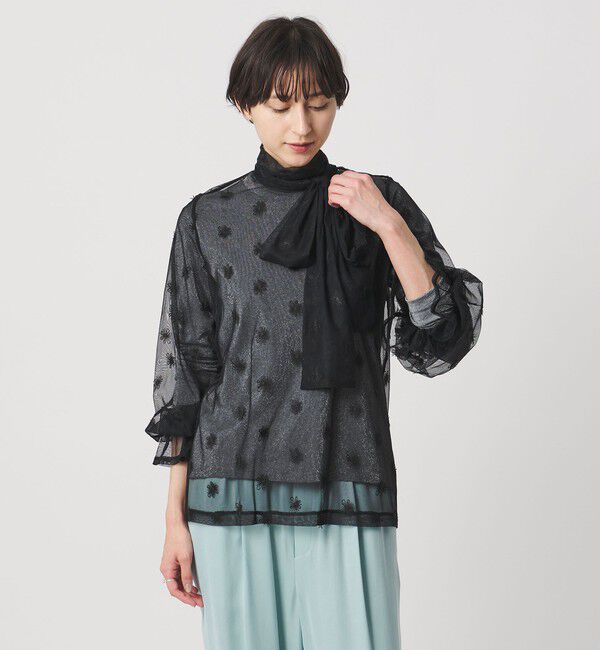 UNITED ARROWS「チュールフラワー ボウタイブラウス ‐ウォッシャブル‐」|シャツ・ブラウス|